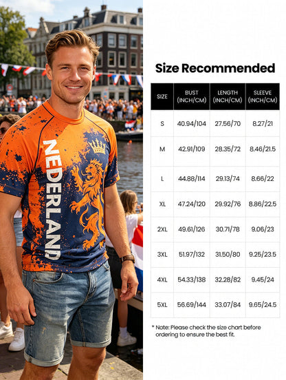 Heren T-shirt met kunstprint ter herinnering aan Koningsdag