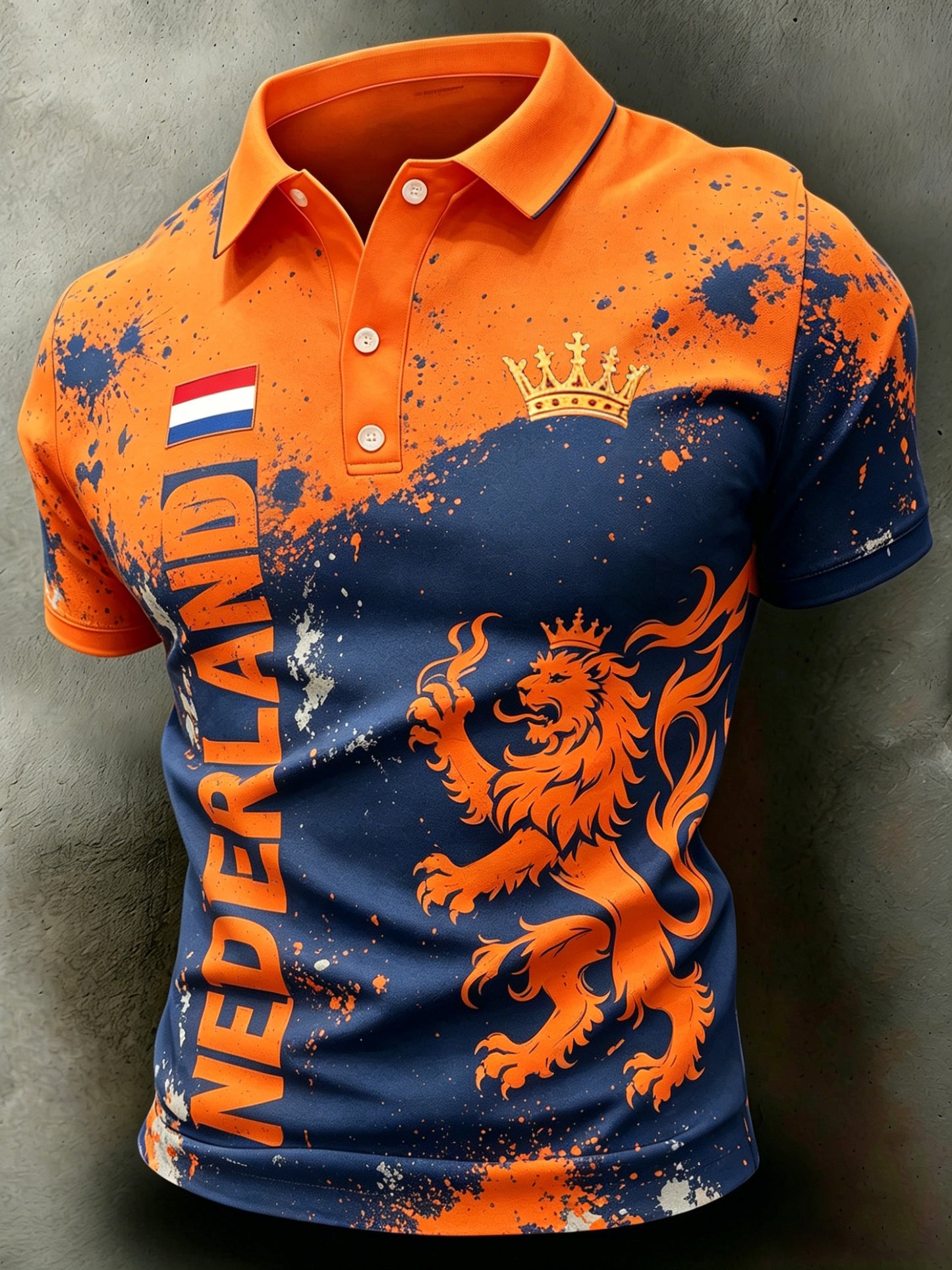 Herenpolo met kunstprint ter herinnering aan Koningsdag