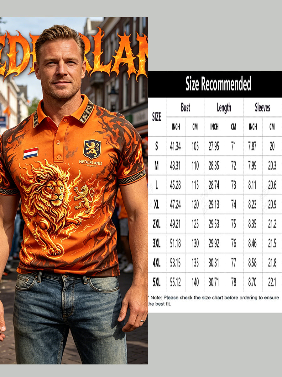 Poloshirt met vlamprint voor heren