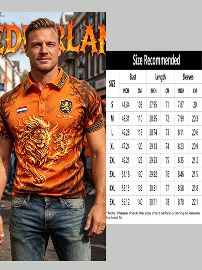 Poloshirt met vlamprint voor heren