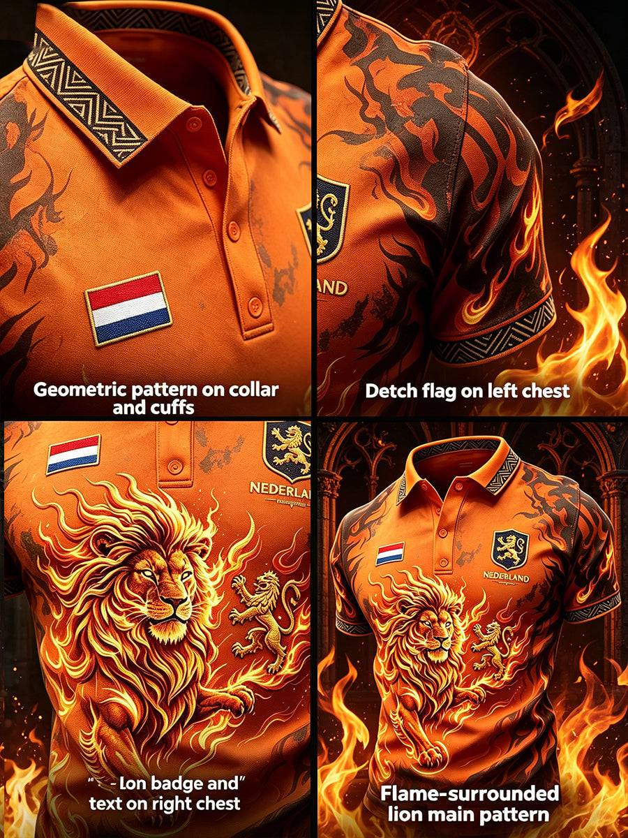 Poloshirt met vlamprint voor heren