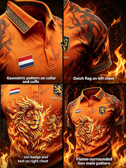 Poloshirt met vlamprint voor heren