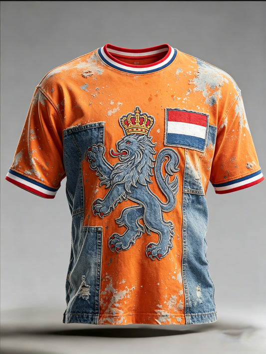 Heren T-shirt met kunstprint ter herinnering aan Koningsdag