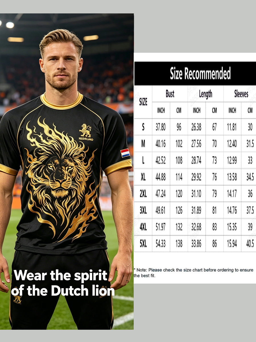 Heren T-shirt met leeuwenprint en raglanmouwen