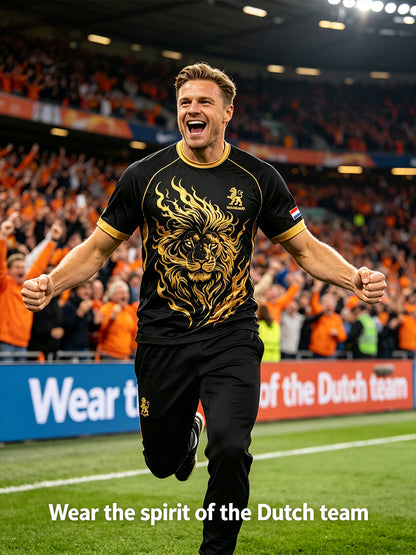 Heren T-shirt met leeuwenprint en raglanmouwen