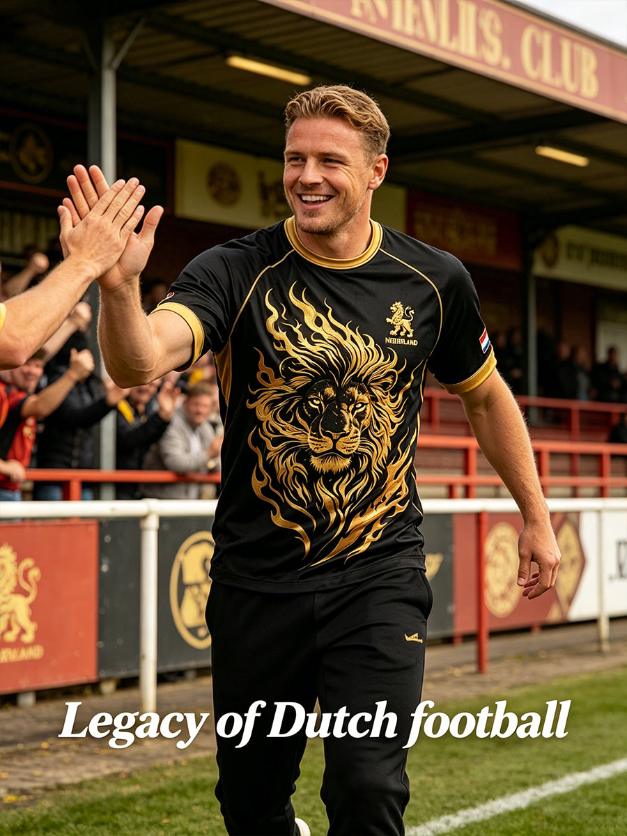 Heren T-shirt met leeuwenprint en raglanmouwen