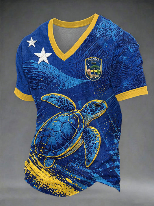 Heren Curaçao voetbalprint casual t-shirt