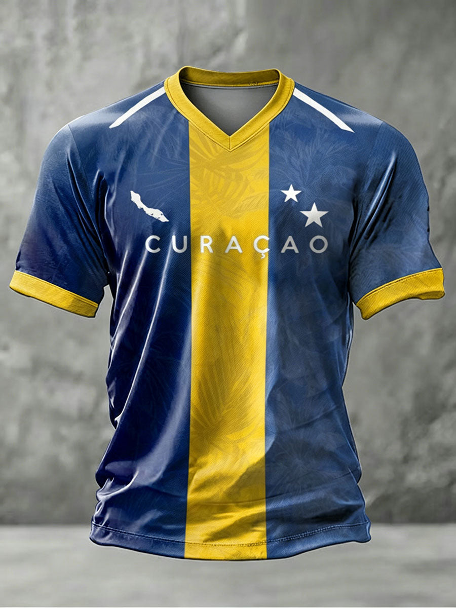 Heren Curaçao voetbalprint casual t-shirt