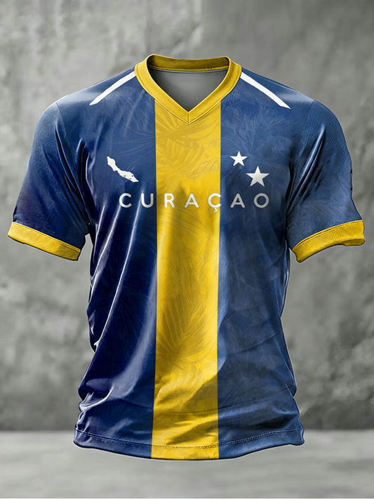 Heren Curaçao voetbalprint casual t-shirt