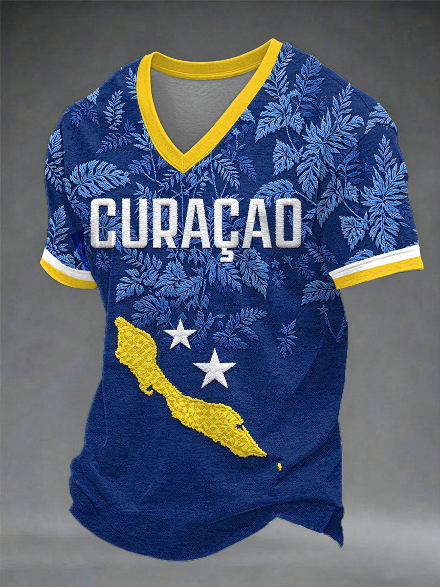 Heren Curaçao voetbalprint casual t-shirt