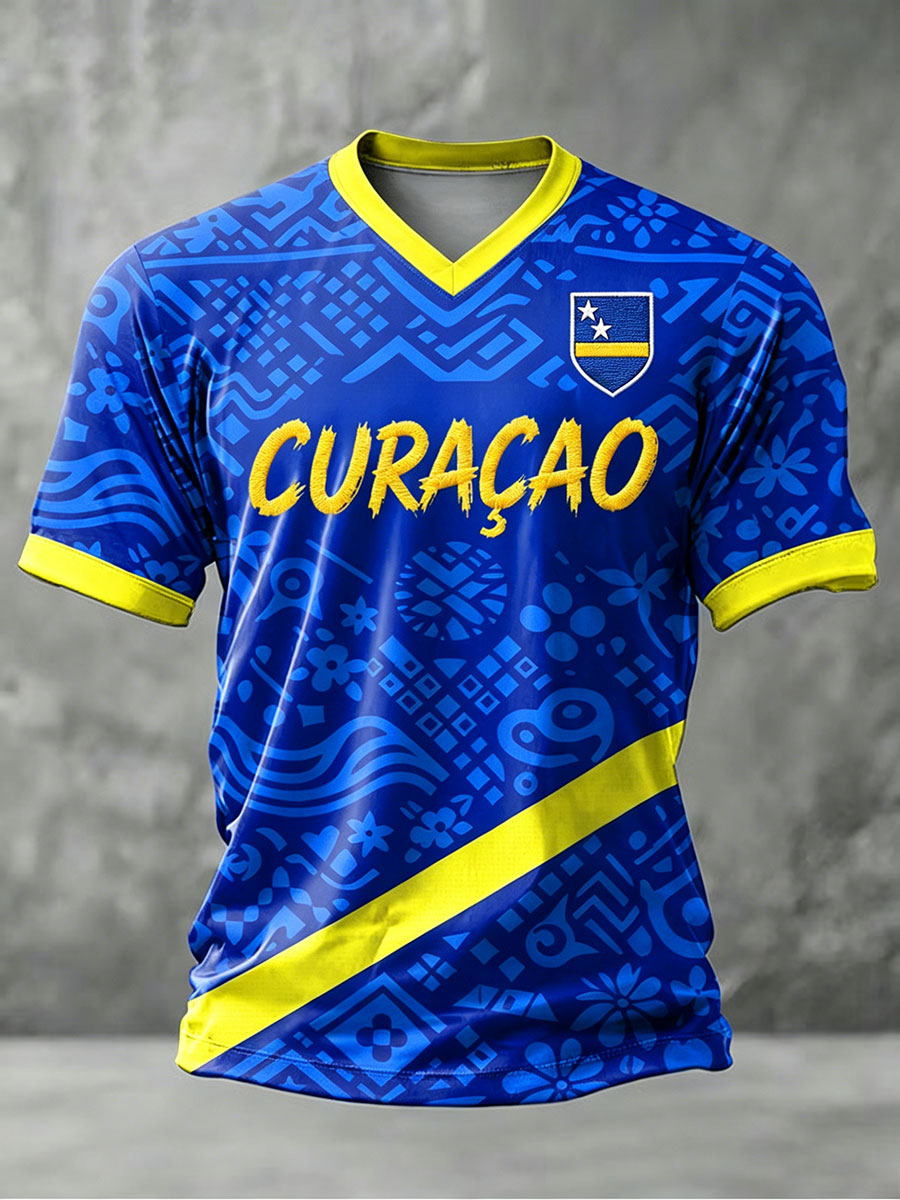 Heren Curaçao voetbalprint casual t-shirt