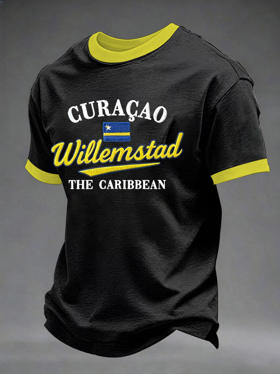 Heren Curaçao-print casual t-shirt
