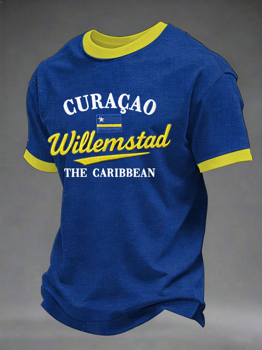 Heren Curaçao-print casual t-shirt