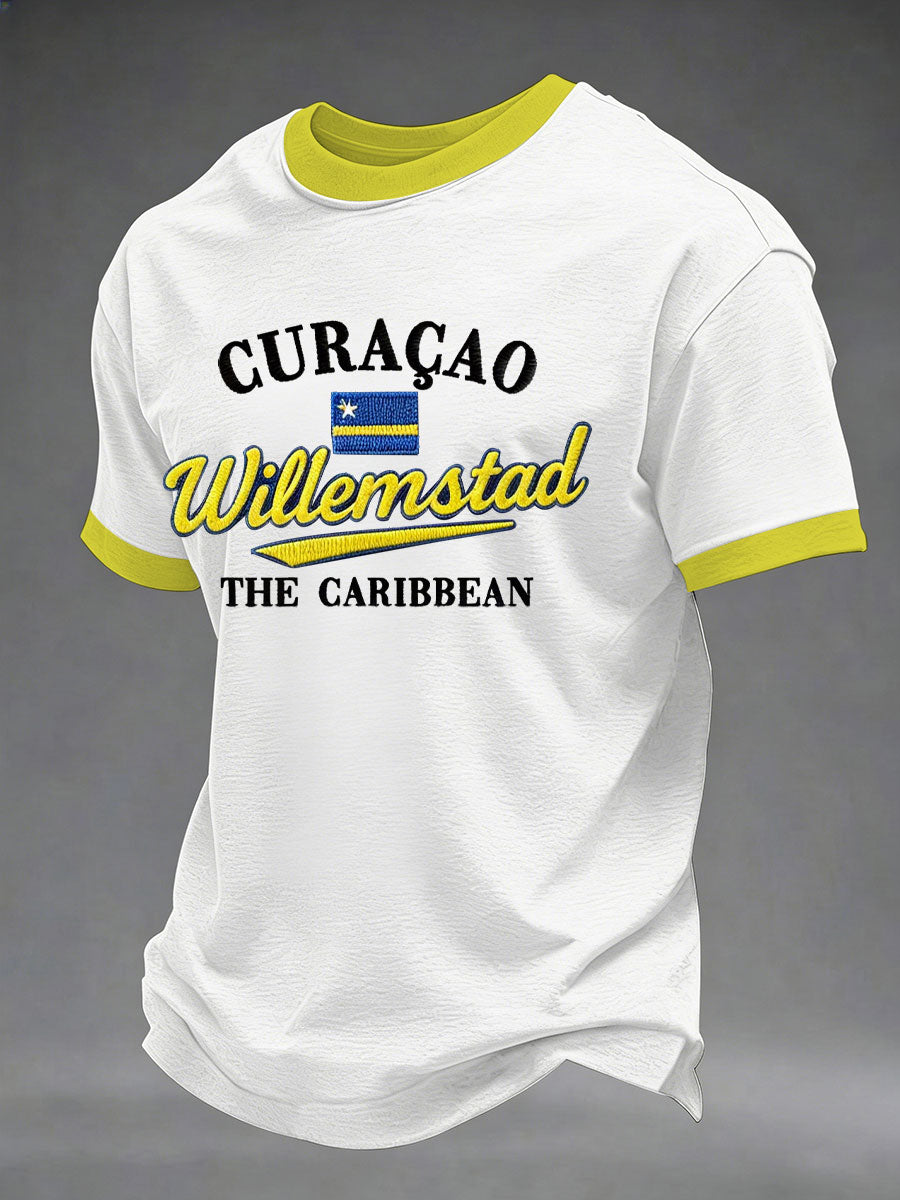 Heren Curaçao-print casual t-shirt