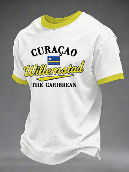 Heren Curaçao-print casual t-shirt