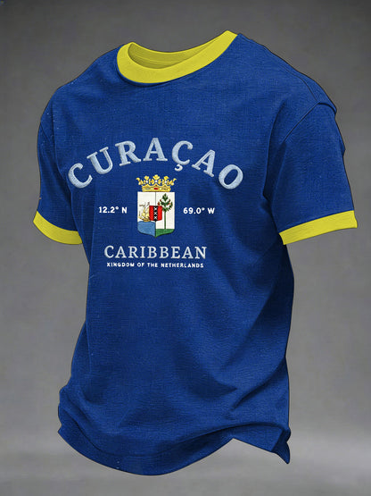 Heren Curaçao-print casual t-shirt