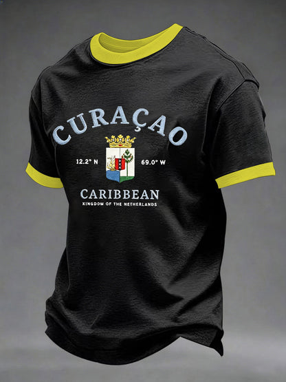 Heren Curaçao-print casual t-shirt