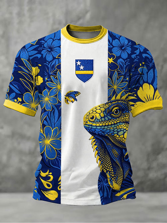 Heren Curaçao voetbalprint casual t-shirt