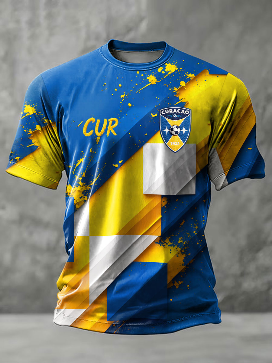 Heren Curaçao voetbalprint casual t-shirt