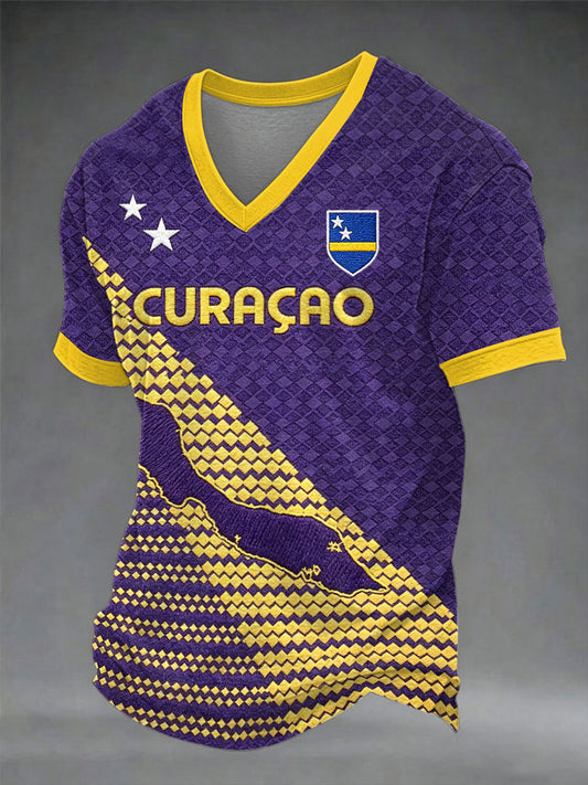 Heren Curaçao voetbalprint casual t-shirt
