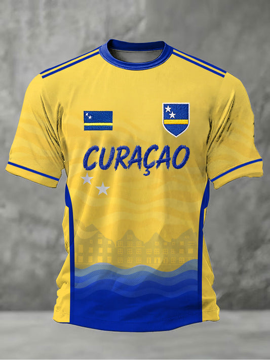 Heren Curaçao voetbalprint casual t-shirt