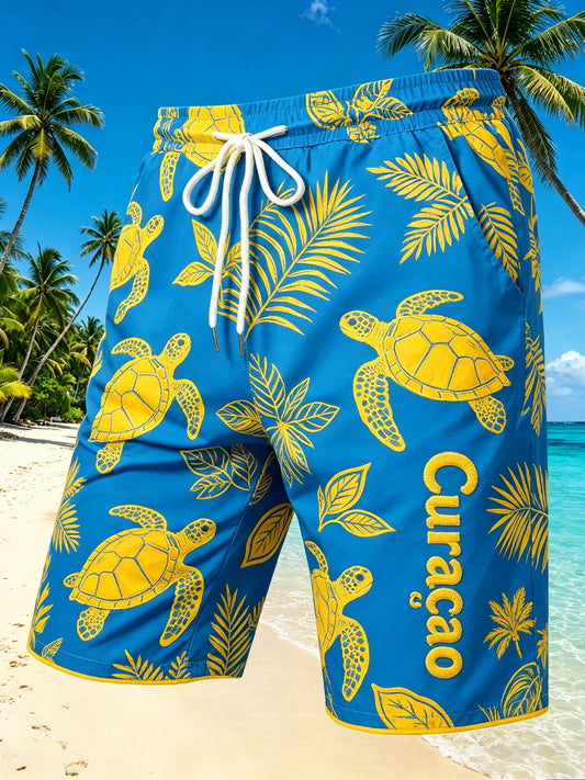 Herenshorts met strand- en eilandlandschap voor op vakantie