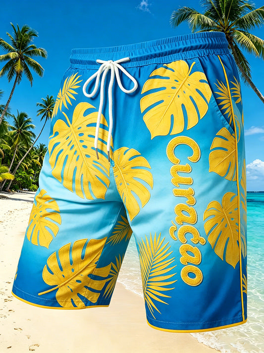 Herenshorts met strand- en eilandlandschap voor op vakantie