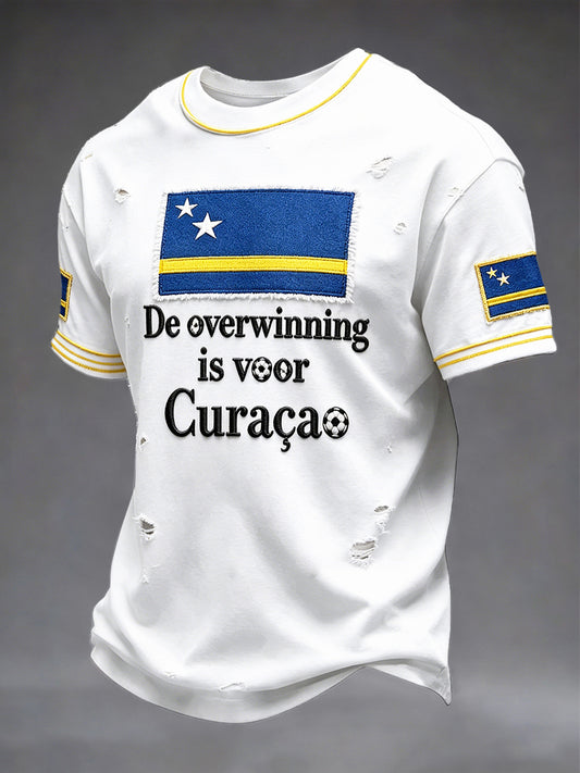 Curaçao voetbal patchwork print wit casual T-shirt
