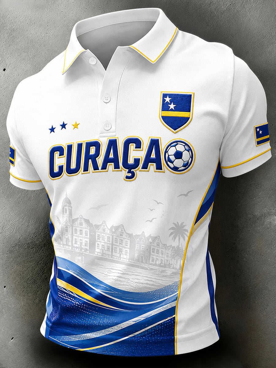 Herenpoloshirt met korte mouwen en Island Football Print