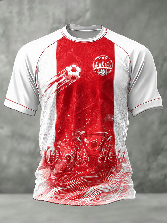 T-shirt voor mannen met voetbalprint en raglanmouwen