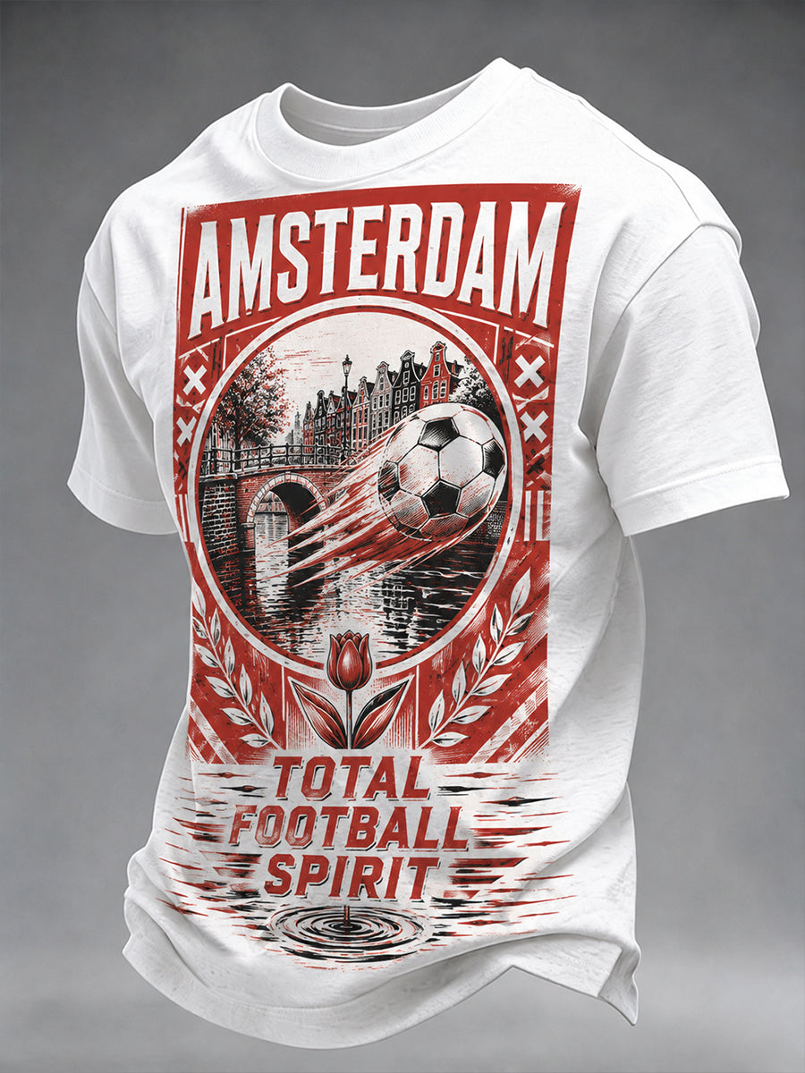 T-shirt met korte mouwen en voetbalprint voor heren