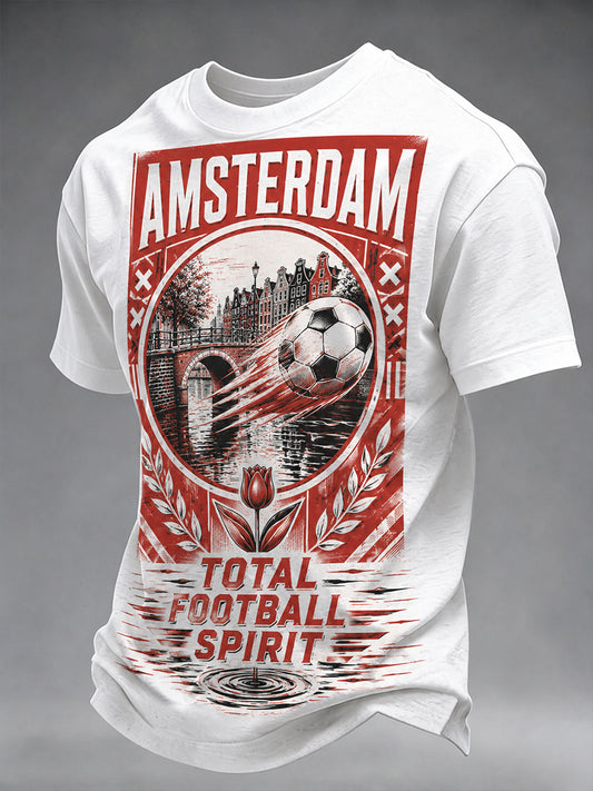 T-shirt met korte mouwen en voetbalprint voor heren