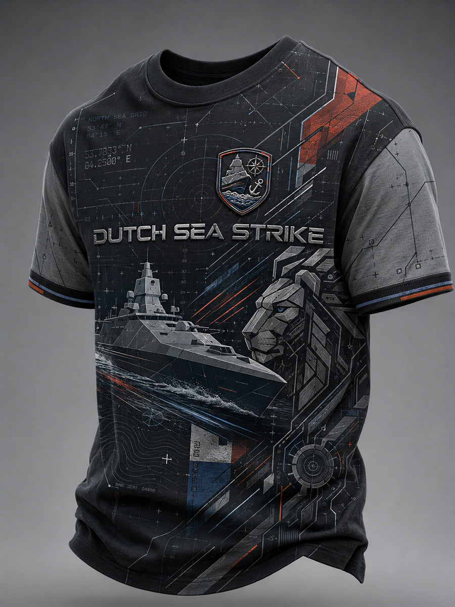 Heren-T-shirt met marine-thema en print, korte mouwen