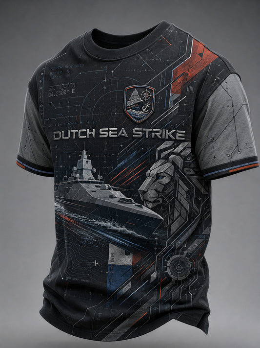 Heren-T-shirt met marine-thema en print, korte mouwen