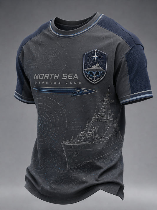 Navy-thema bedrukt T-shirt met korte mouwen voor heren