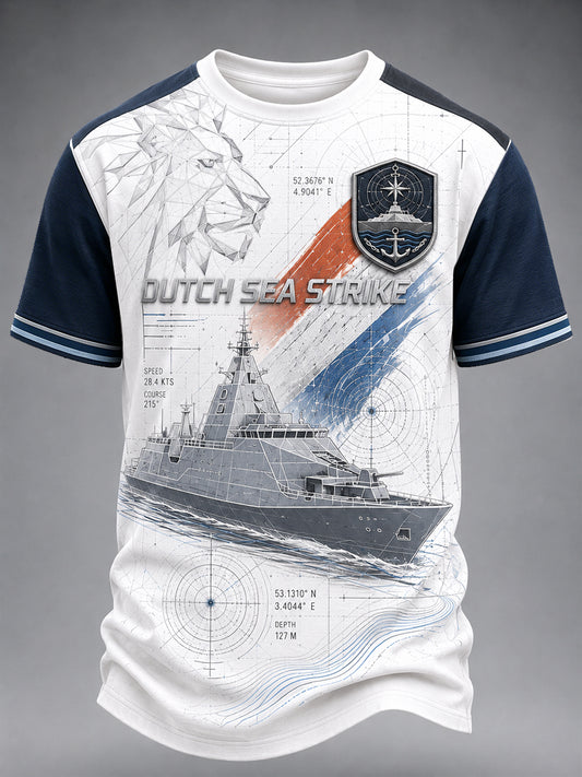 Heren-T-shirt met marine-thema en print, korte mouwen