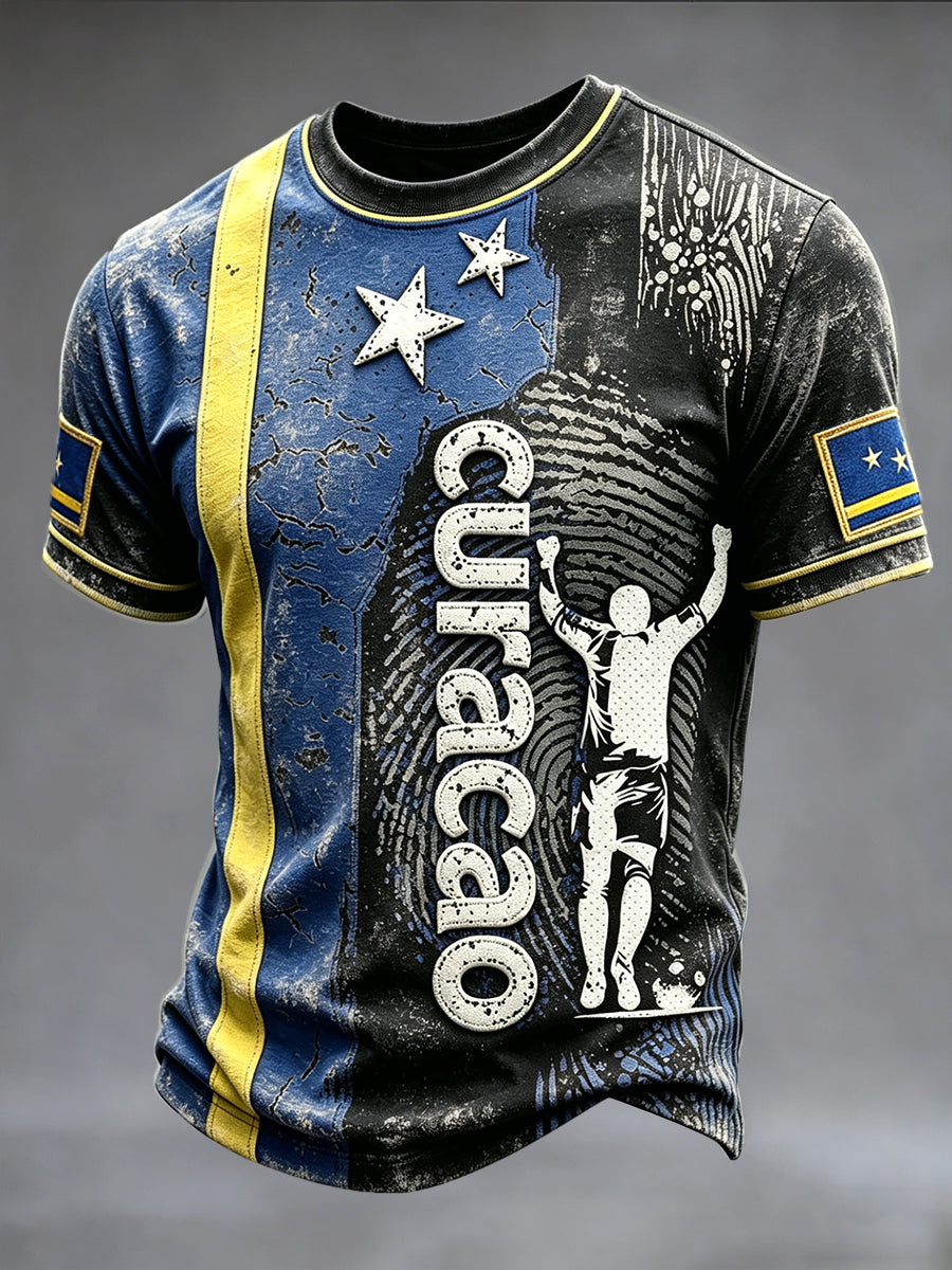 Curaçao Vlag voor heren met 3D-print casual T-shirt