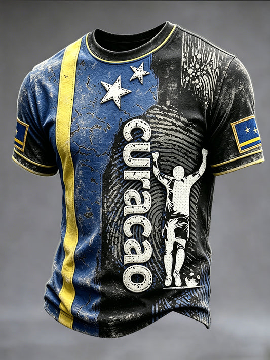 Curaçao Vlag voor heren met 3D-print casual T-shirt