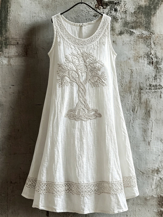 Dames Viking Levensboom Keltische print linnen tankjurk