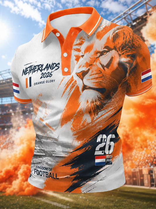 Herenkado voor voetbalfans, bedrukt casual poloshirt