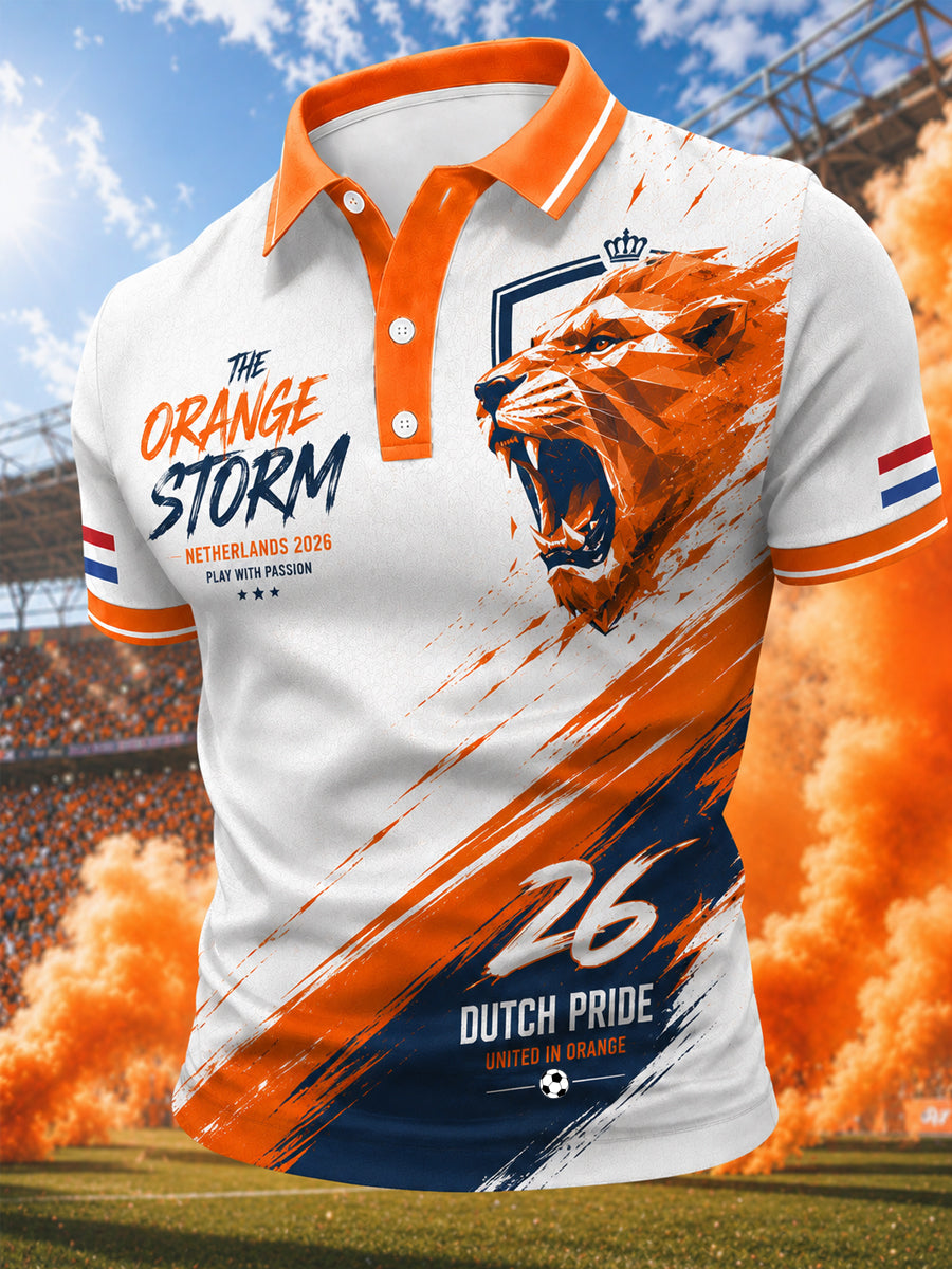 Herenkado voor voetbalfans, bedrukt casual poloshirt