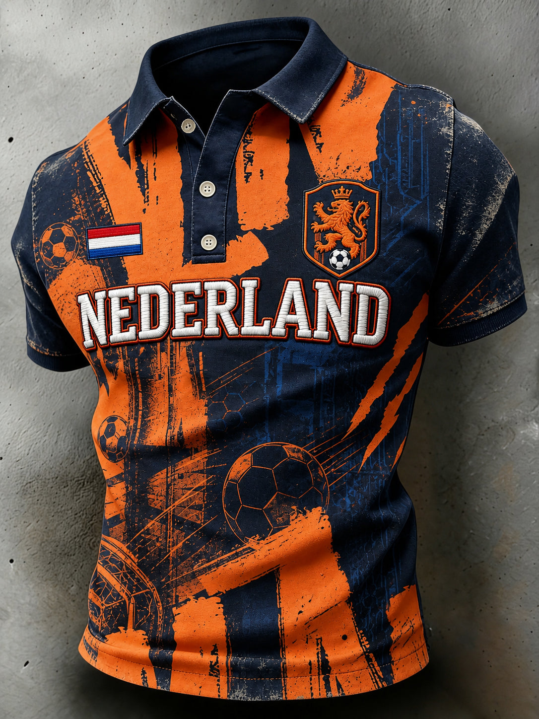 Herenpoloshirt met korte mouwen en voetballeeuwenprint