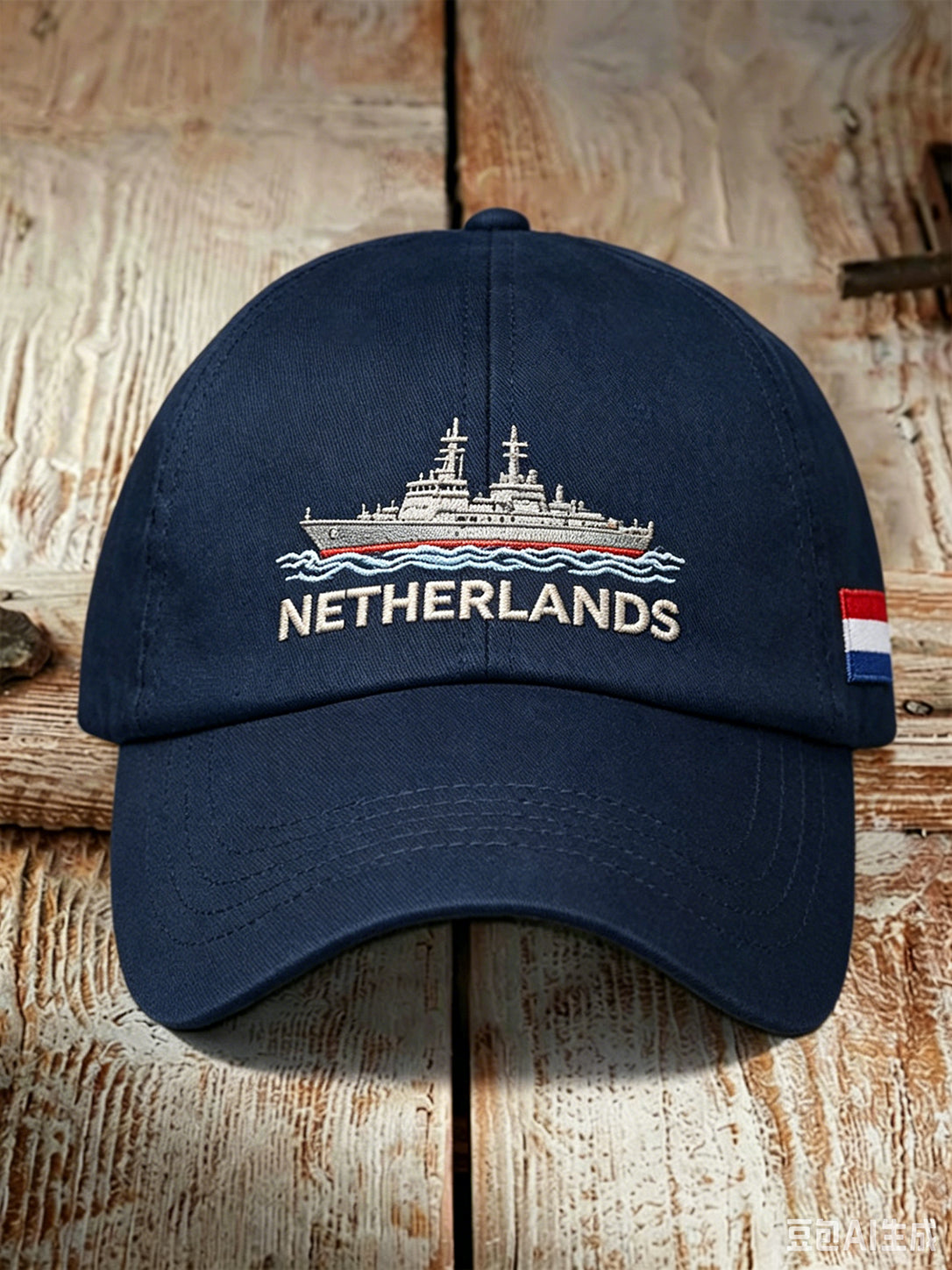 Geborduurde pet met marine-thema
