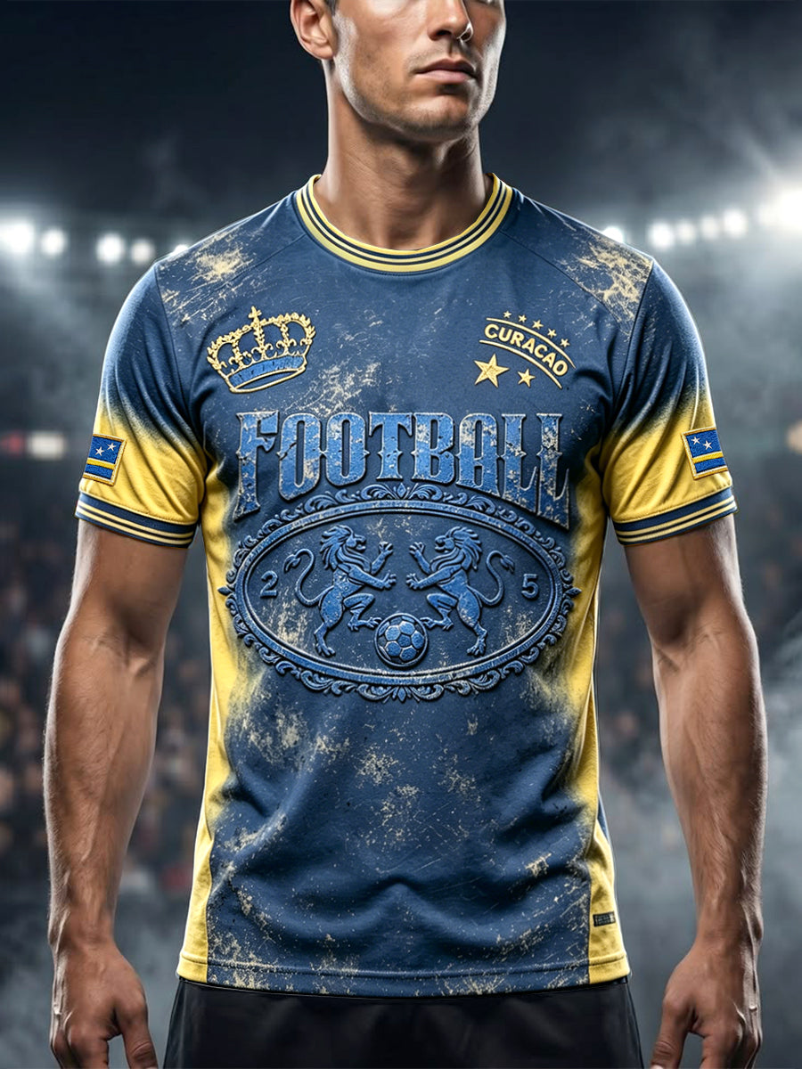 Curaçao Voetbalprint Casual T-shirt voor heren