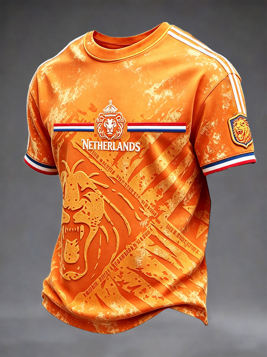 Heren Nederlandse Vlag Print Casual T-shirt