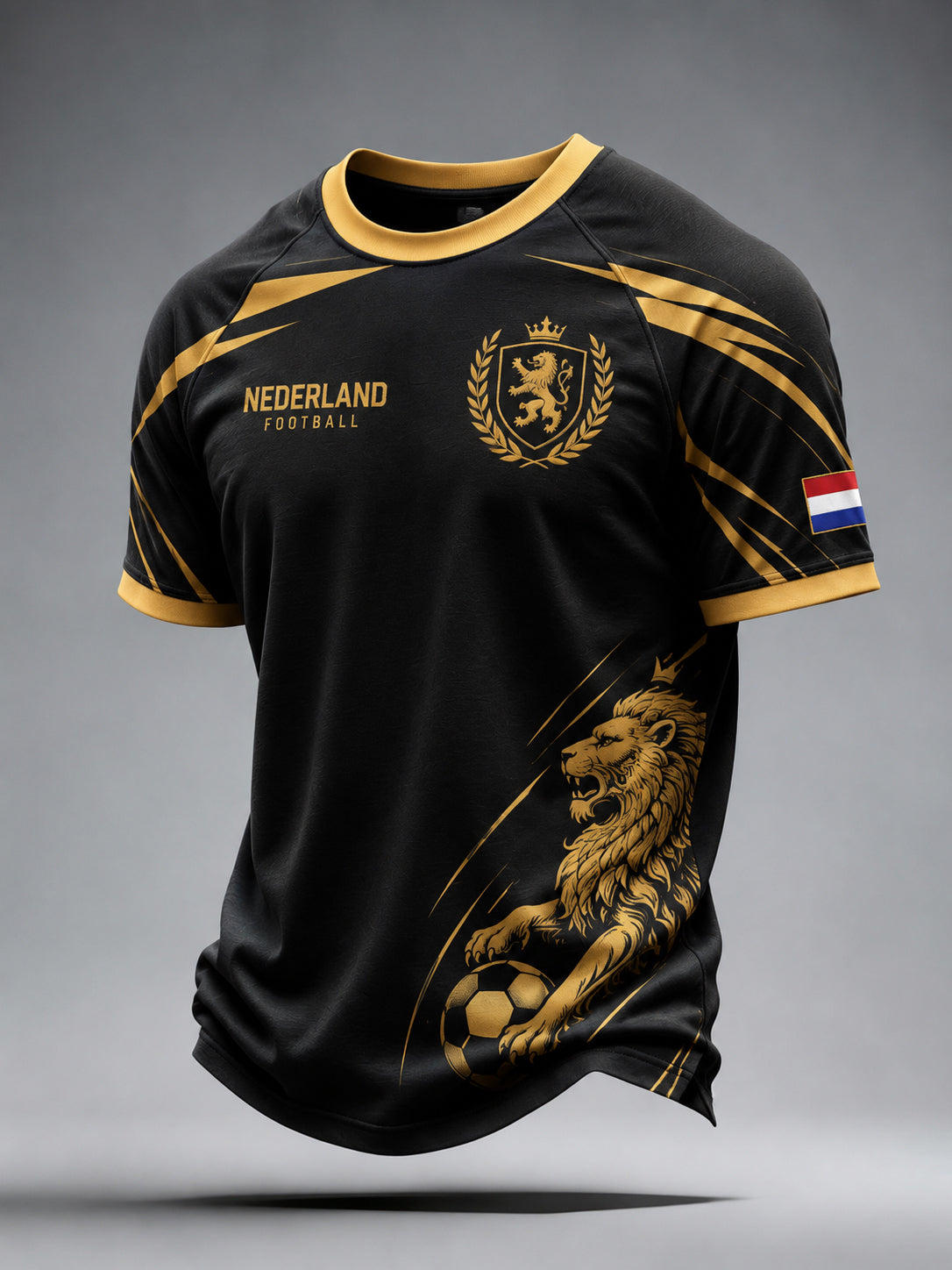 Lion Football Print Raglan mouw T-shirt met korte mouwen