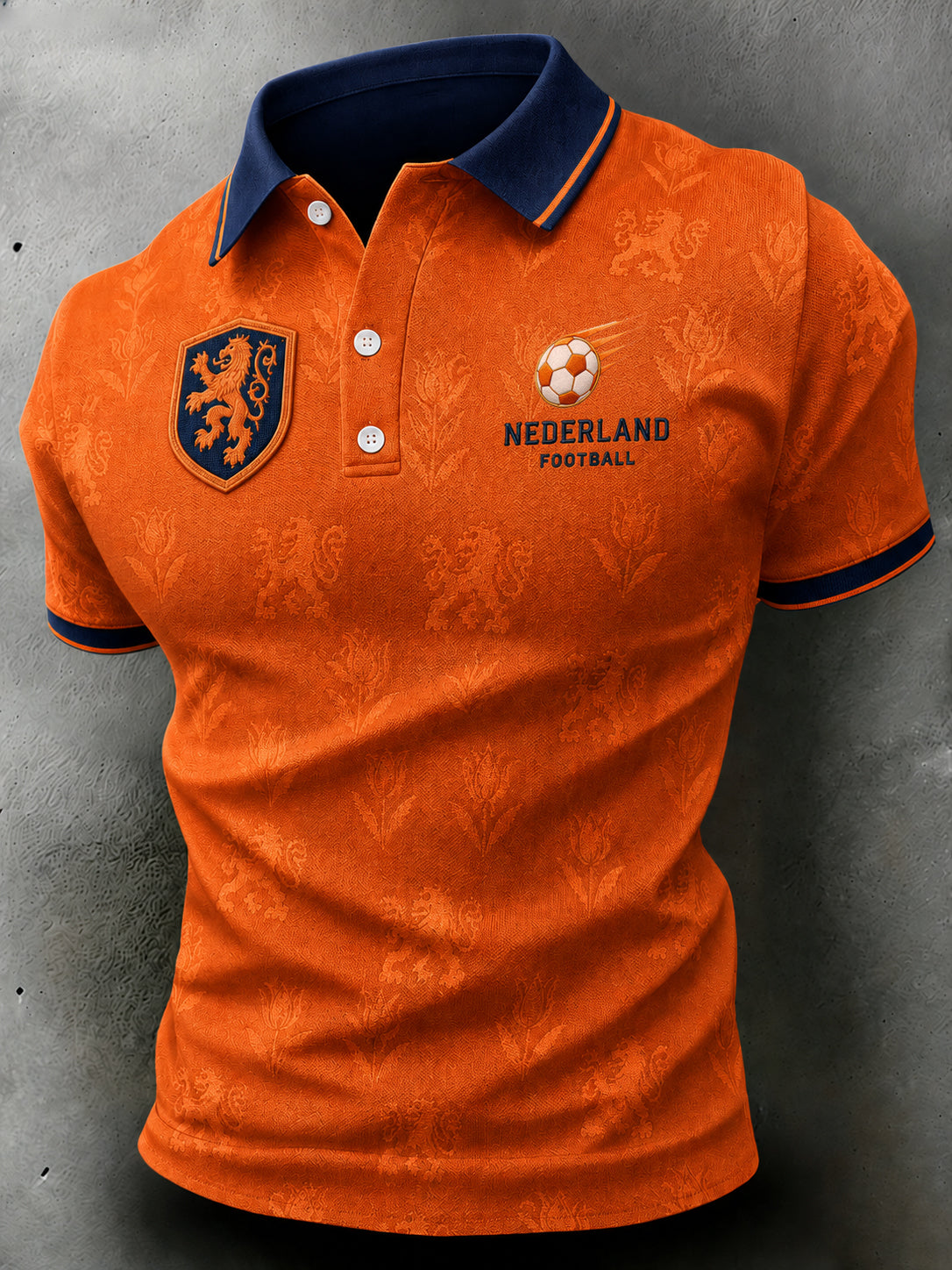 Herenpoloshirt met korte mouwen en print van een leeuw en een voetbal