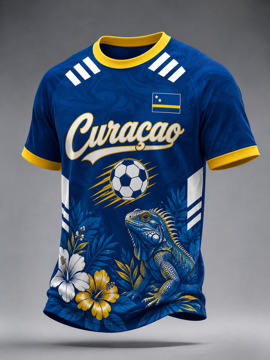 Heren bloemenvoetbalprint Raglan mouw T-shirt met korte mouwen