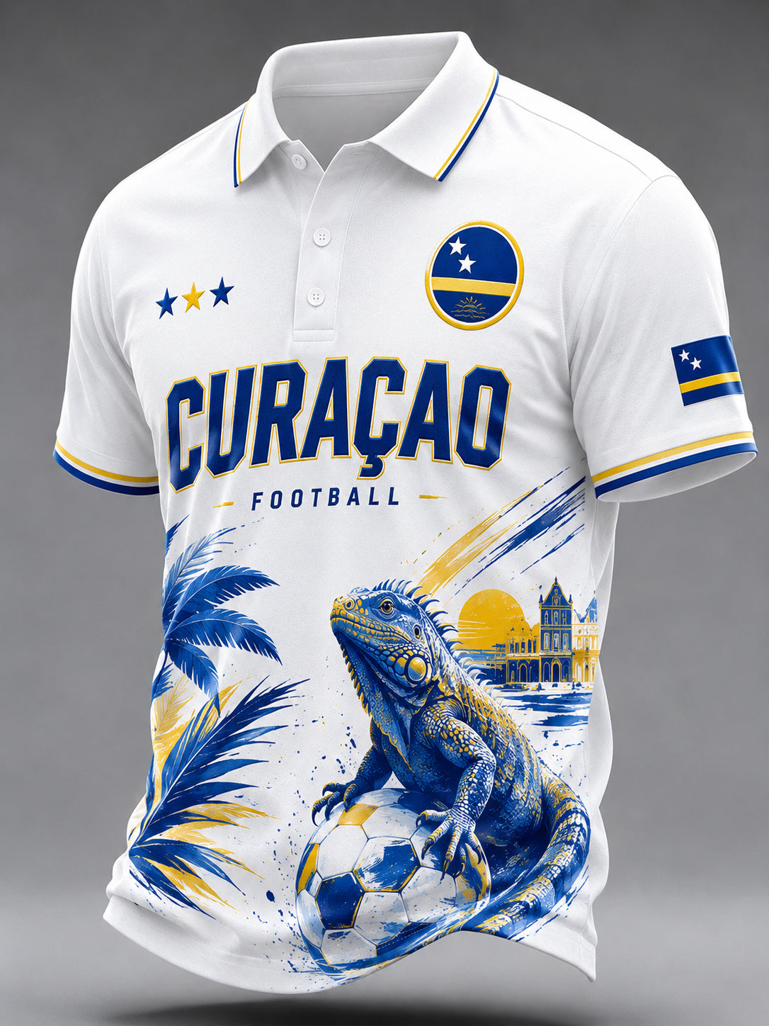 Herenshirt met korte mouwen en bloemenprint in voetbalstijl