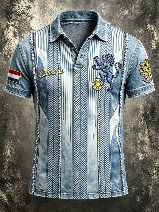 Mannen Wit Curaçao Voetbal 3D Gedrukt Casual T-shirt